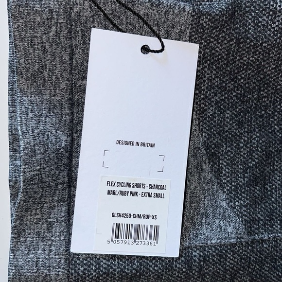 GYMSHARK FLEX CYCLING SHORTS - NEW CHARCOAL MARL/RUBY PINK - EXTRA SMALL. - Picture 2 of 10